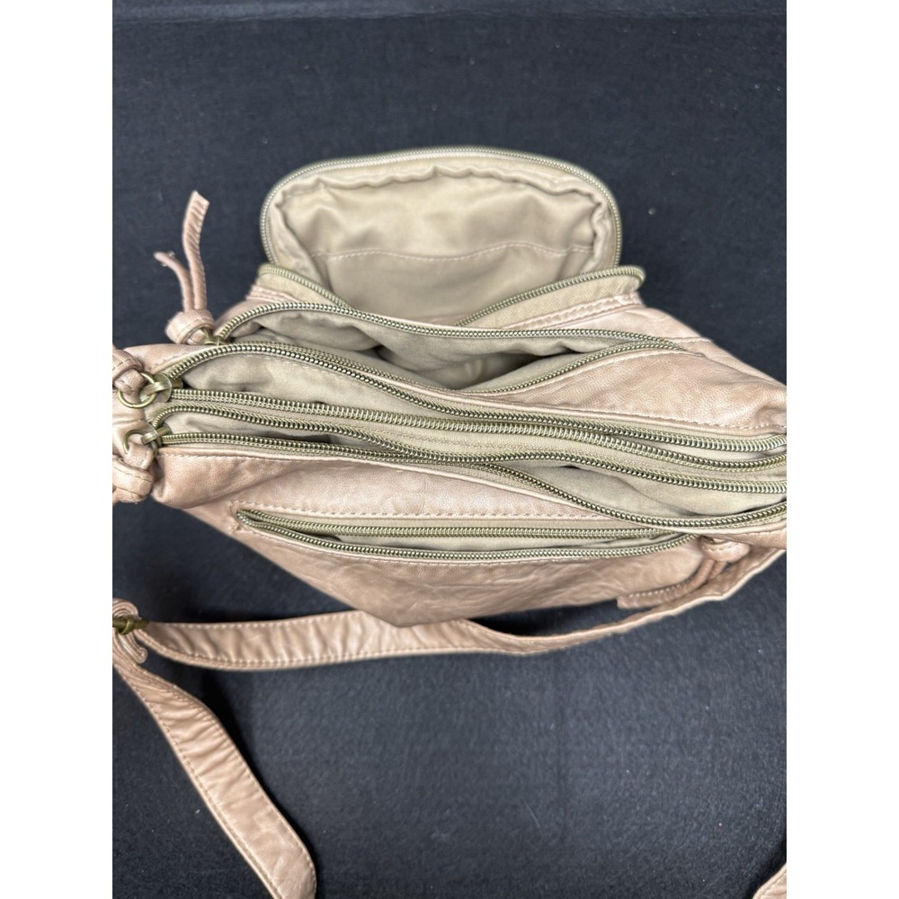 STONE MOUNTAIN USA Taupe Faux Leather Crossbody Bag Shoulder Bag Medium 11" x 8" - Picture 10 of 10